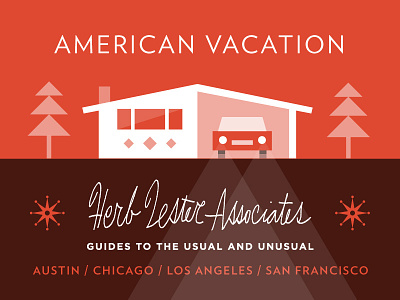 American Vacation american house illustration label map mid century modern travel vacation