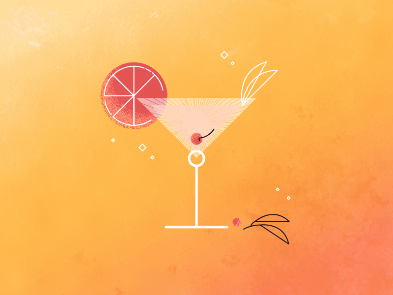 Summer Cocktail 2d animation after affects animation cocktail loop looped orange vector yellow