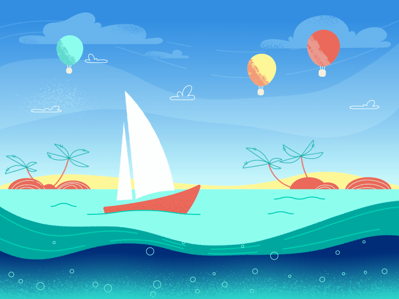 Island Sailing Boat 2d animation after effects animation motion graphics vector