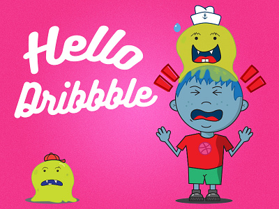 Hello Dribbble blob illustration kid monster vector