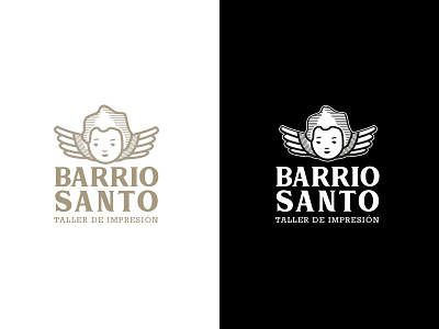 Barrio Santo angel brand branding kid logo logotype screen printing