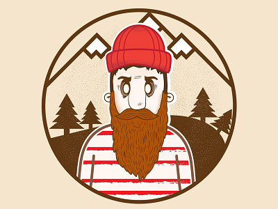 Ginger Beard Hermit beanie beard bearded beards ermitaño illustration lumberjack man mountains