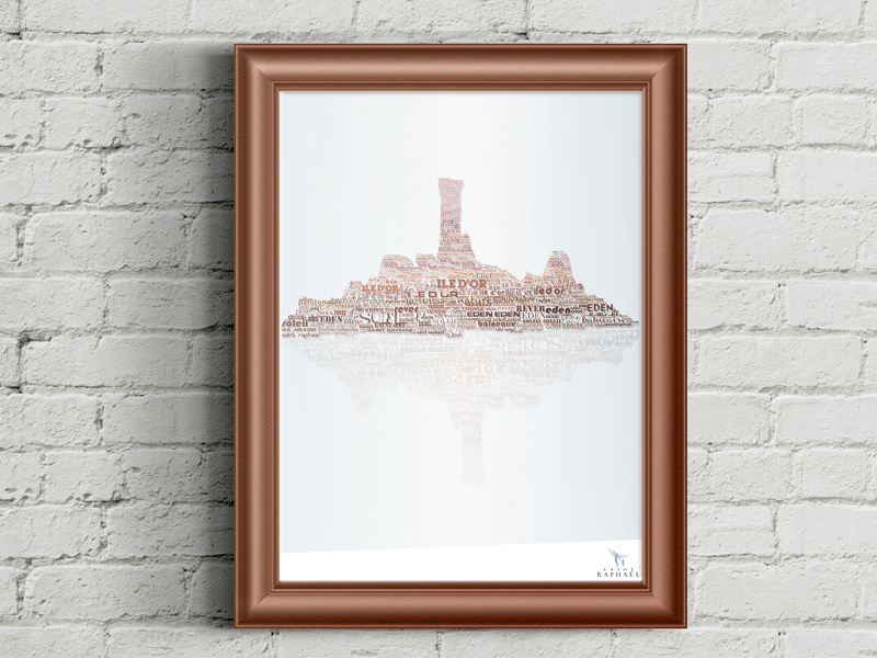 Typographic poster : Golden island typography lettering illustration island poster type design ile dor typographic gold minimalist seaside