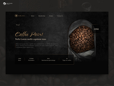 Coffee branding coffee dark mood design glass hero interface landing responsive section site startup ui uiux website