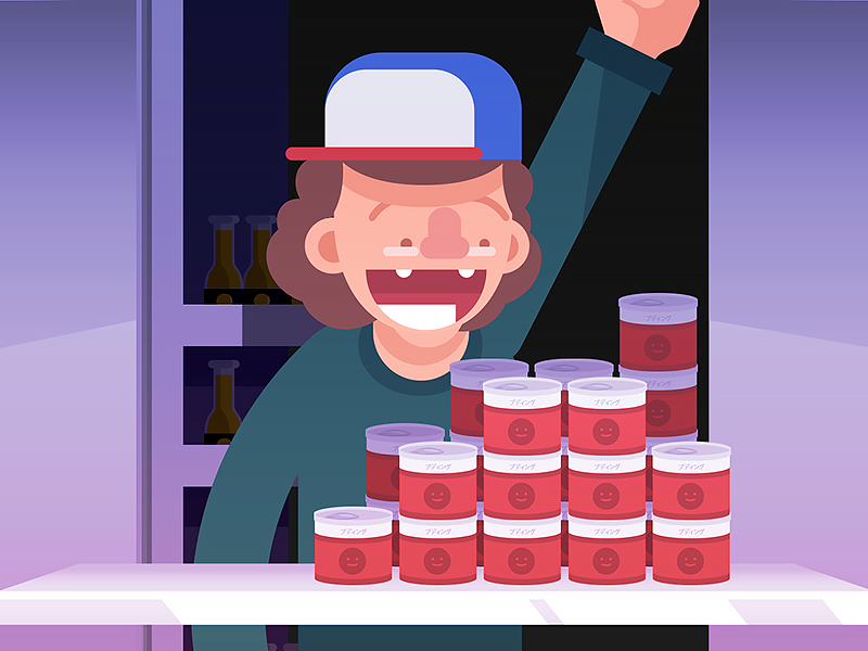 Dustin found the pudings! things strangerthings gifs stranger strangergifs netflix loop gif flat animation