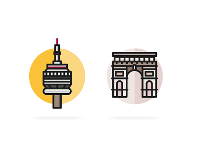 Famous Landmarks arc de triomphe canada cn famous france graphicdesign iconography icons landmarks paris toronto tower