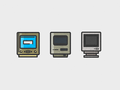 Vintage Computer Icons computer daily icon line macbook old pc tech vector vintage