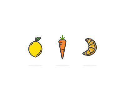 Food Related Icons carrot croissant daily food icon iconography lemon