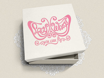 Lacy Wings box branding butterfly design icon logo logotype macrame pink square typography wings