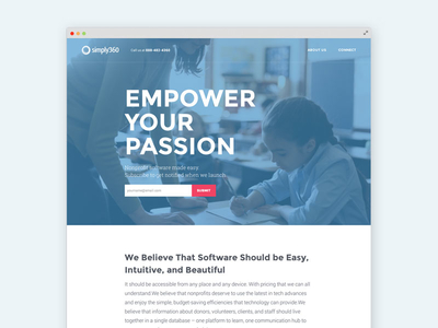 Simply360 Landing Page crm design landing splash ui website