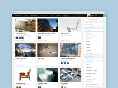 Source Products architizer design ui ux website