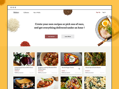 Charrette Landing design food interface product ui web