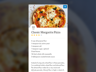 Mobile Recipe Widget app design food ui ux