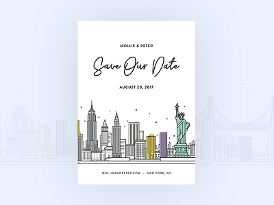 Save The Date Card design illustration invitation nyc save the date wedding
