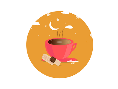 Cup of Coffee with Eid Biscuits 2d art art biscuit creative design drawing flat illustration vector
