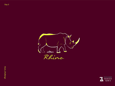 Rhino art creative design drawing flat illustration logo vector