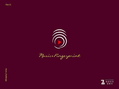 Music+Fingerprint icon art creative design drawing fingerprint flat logo music