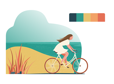 Girl on a bicycle adobe illustrator app art character design design digital flat girl graphic design illustration ui vector