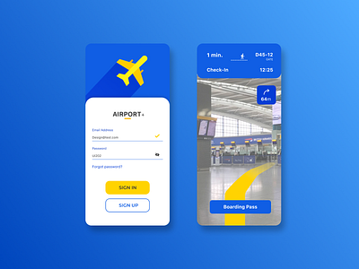 Airport navigation abstract air aircraft airline airplane airport app blue clean design figma flat nav navigation plane ui ux yellow