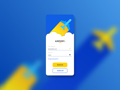 Airport app login air aircraft airline airplane airplanes airport airports blue clean design figma flat login sign sign in sign up signup ui ux yellow