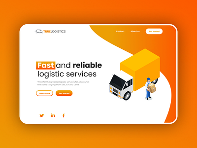 Logistics landing page branding flat logistics supplychain ui ux
