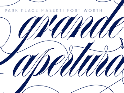 Grande Apertura design invitation script type typography