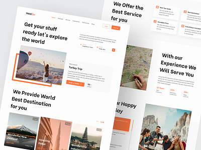 HealGo - Travel Web Landing Page adventure agency app booking flight healing holiday landingpage mobile tour tourism travel travel web landing page traveller trip ui ux vacation web website