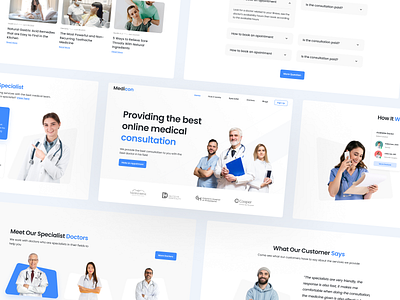 Medicon - Medical Consultation (Collage version) app appointment clean design consultation doctor health healthcare hero hospital landingpage medical medical consultation medicine mobile modern patient specialist ui ux web