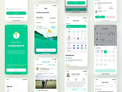 Leaderboard - Collage Version Animation android animation chat design feed game golf app golfer interaction iphone leaderboard mobile app motion play product profile signin sport uiux web