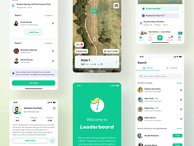 Leaderboard - Mobile App Interaction animation competition feeds game golf interaction iphone leaderboard lobby maps mobile app motion onboarding play player product scocial media search sport uiux