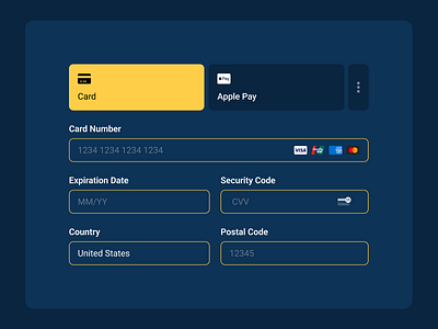 Stripe Payment Element - Theme - Dark Blue card payment checkout dailyuichallenge darkmode fintech stripe ui uidesign ux