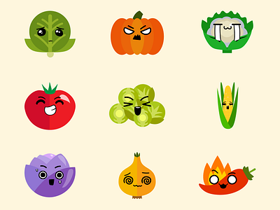 Cute Vegetable Faces - Part 1 by Syed Mohammad Ammar on Dribbble