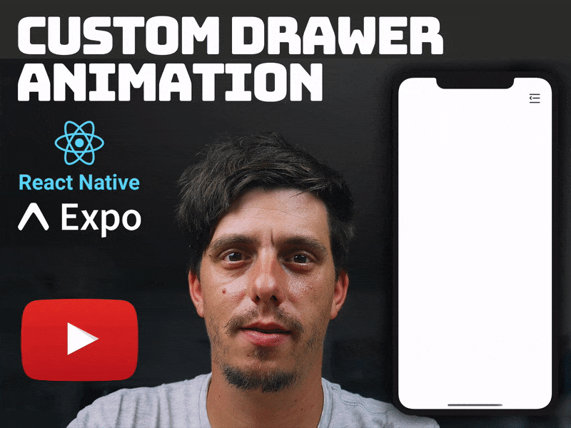 React Native Custom Drawer Animation - YouTube Video Tutorial drawer drawer animation github open source react native react native animation tutorial animation video tutorial youtube