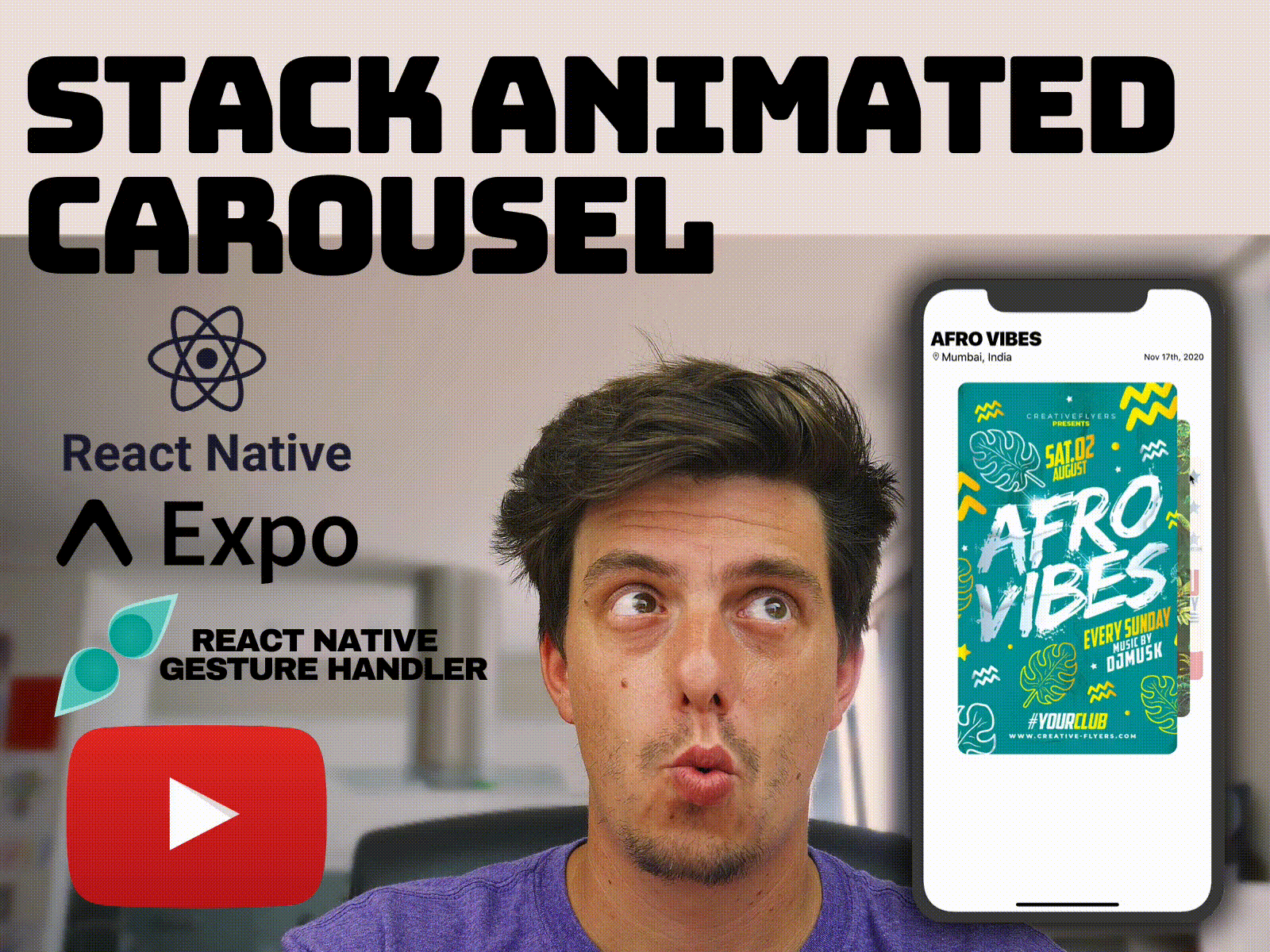 React Native Advanced FlatList Stack Carousel Animation