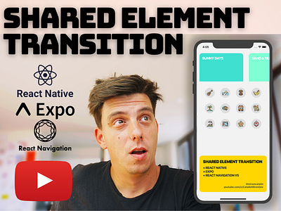 React Native Shared Element Transition - Episode 1 android animated cards carousel element transition github ios react native reactjs shared element tutorial animation youtube youtube tutorial