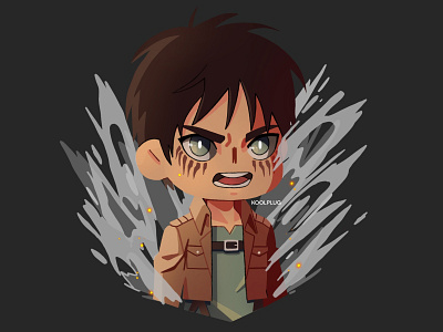 Attack on titan | Eren Jaeger anime branding chibi cute design flat illustration illustrator logo vector