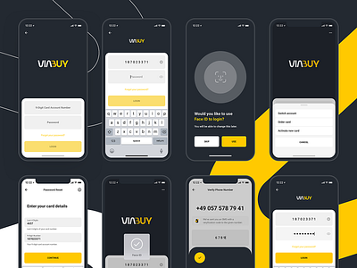 VIABUY Mobile Application: User Authorisation activate new card biometric authentication fintech login mobile application password password reset prepaid card switch account ui design user authentication user authrorisation ux design viabuy