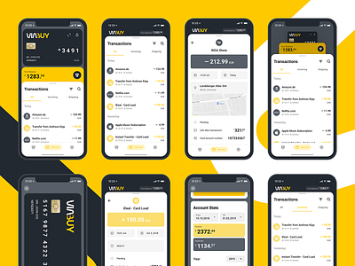 VIABUY Mobile Application: Transactions account balance account stats banking card card account finance fintech prepaid card purchase transactions viabuy