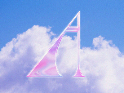 A in the clouds chrome design illustration star typography