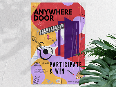 Anywhere Door, a talent show poster. cartoon colourful flat illustrations illustrator kids poster design talent show