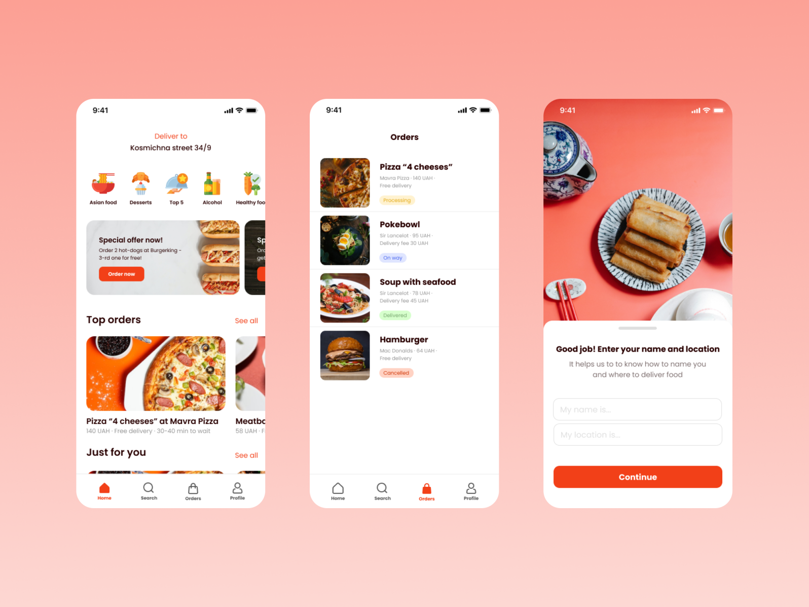 Food delivery application by Valeriia on Dribbble