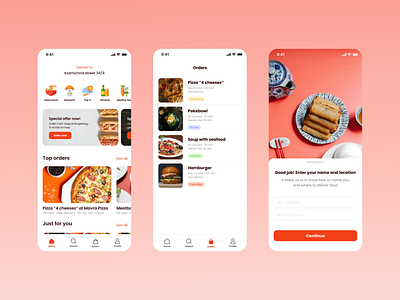 Food delivery application application design mobile ui