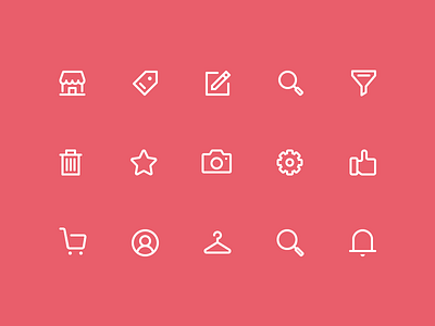 Icon set iconography icons iconset like line pixel perfect set shop simple store symbol trash