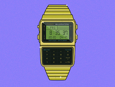 Casio Calculator Watch calculator cartoon design flat icon illustration logo minimal vector watch