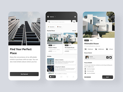 Properties App agency apartment apartment rent app clean daily ui design house house rent housing minimal minimalist mobile app mobile design mobile ui real estate real estate agency rent ui ui design