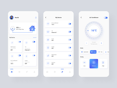 Smart Home App air conditioner clean daily ui design gradient home home app minimalist mobile design mobile ui smart app smart home smart home app smart home mobile app ui ui design
