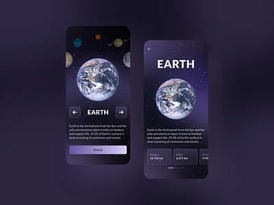 Space Exploration clean daily ui design earth gradient mobile design mobile ui planet puprle solar system space space exploration stars ui ui design