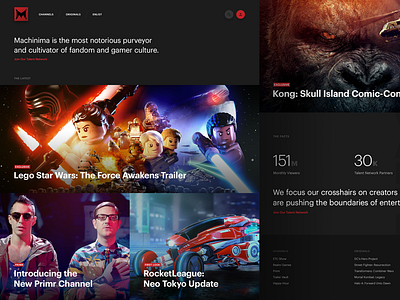 Machinima Website Concept Full art direction design san diego ui ux website