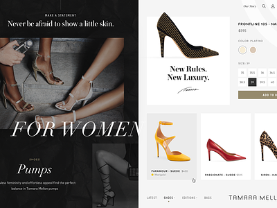 Tamara Mellon Moodboard ecommerce fashion high-end luxury luxury brand minimal moodboard shoes shopify style tile
