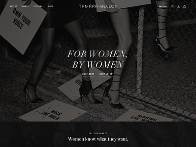 Tamara Mellon Design Exploration: Homepage Detail 1 ecommerce fashion high-end homepage landing page luxury luxury brand minimal shoes shopify